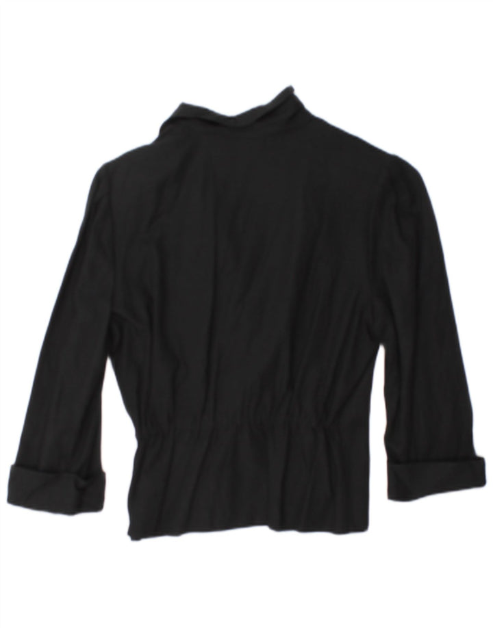 Jaqueta blazer feminina vintage manga 3/4 com peito duplo EU 38 médio preto
