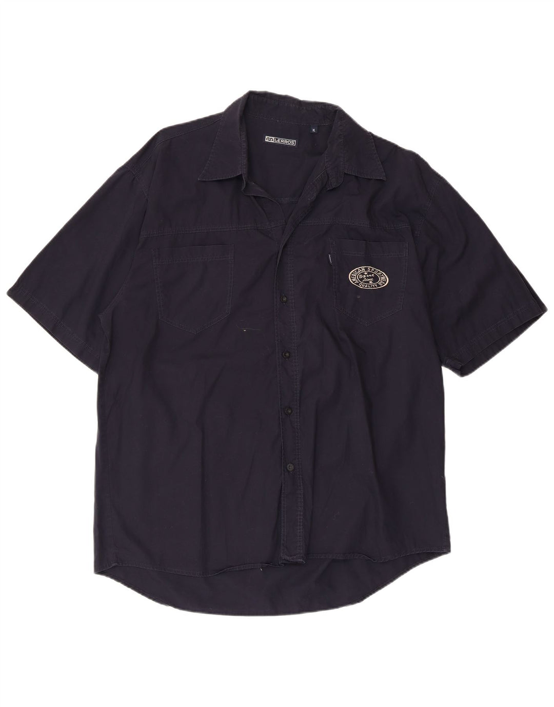 Camisa masculina de manga curta Lerros XL azul marinho algodão