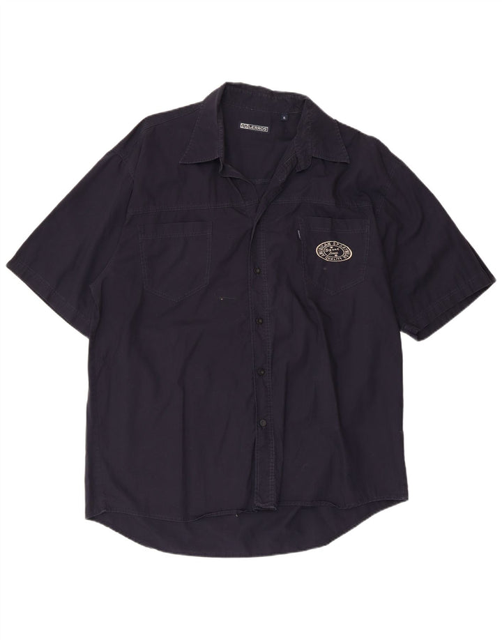 Camisa masculina de manga curta Lerros XL azul marinho algodão