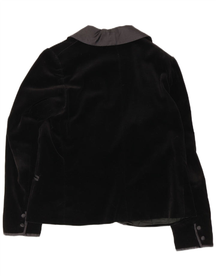 Jaqueta blazer feminina vintage de veludo com 1 botão Reino Unido 16 grande preta