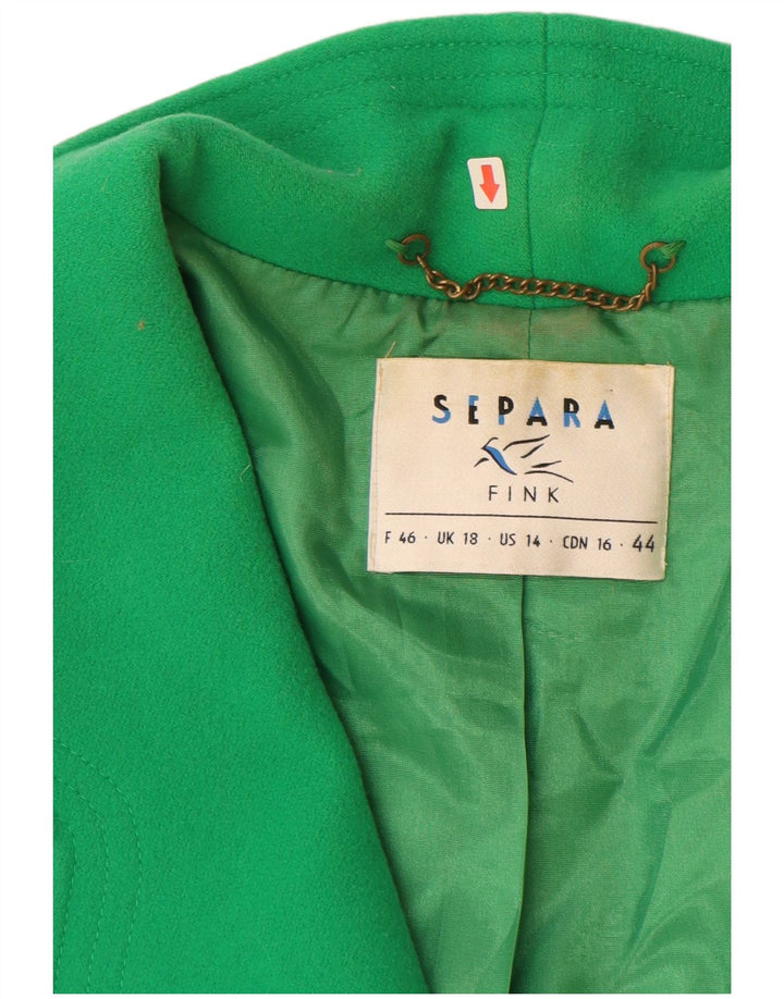 Jaqueta blazer feminina Separa Fink com 1 botão Reino Unido 18 XL lã verde