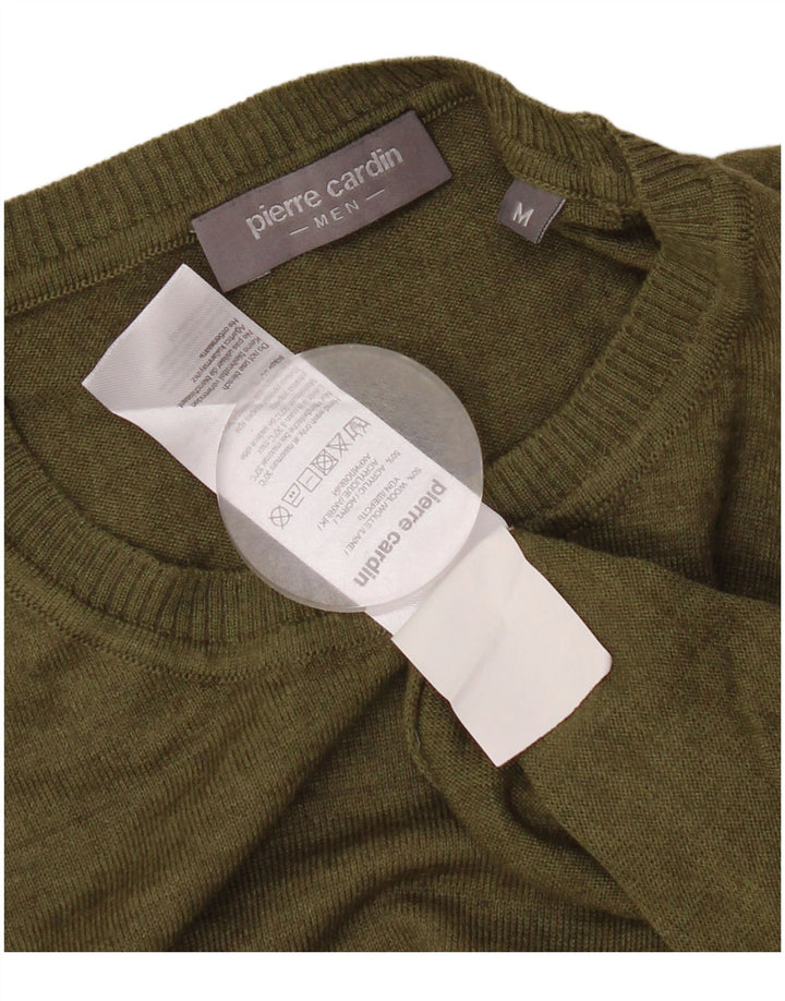 Suéter masculino PIERRE CARDIN com gola redonda, lã cáqui média
