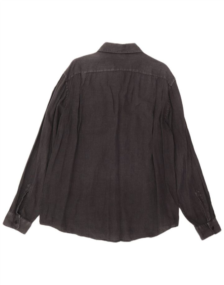 Camisa masculina Hugo Boss XL cinza linho