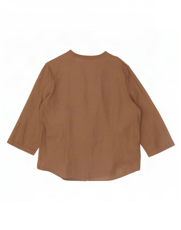 Blusa feminina Marks & Spencer Portfólio manga 3/4 Reino Unido 18 XL marrom