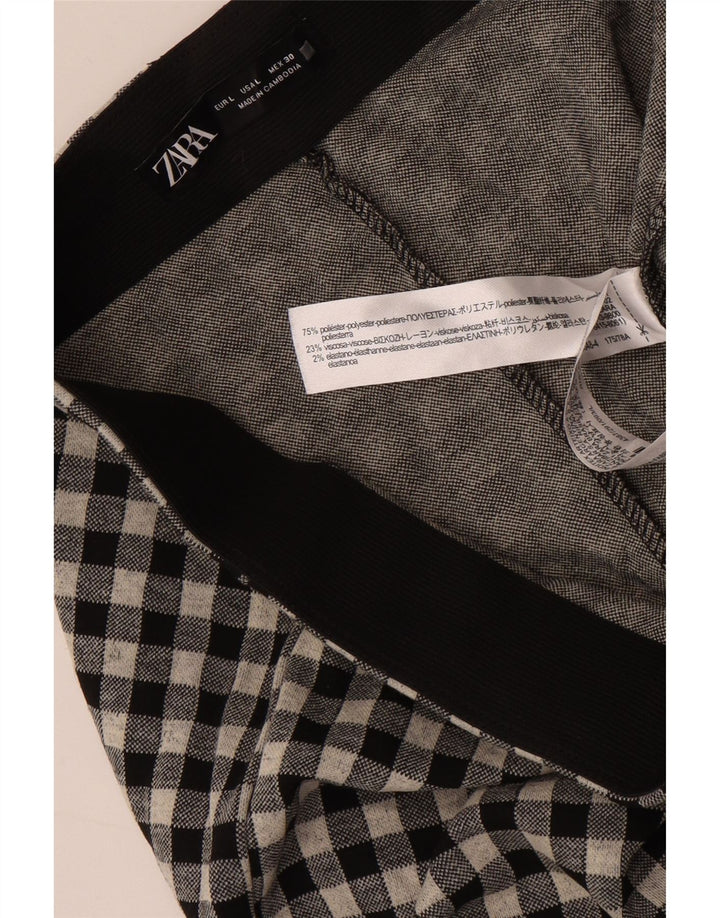 Zara Leggings feminino grande W30 L29 cinza poliéster guingão