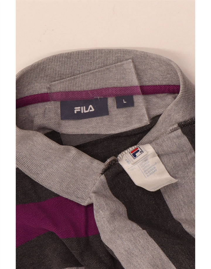 Camisa polo masculina FILA grande algodão colorblock cinza