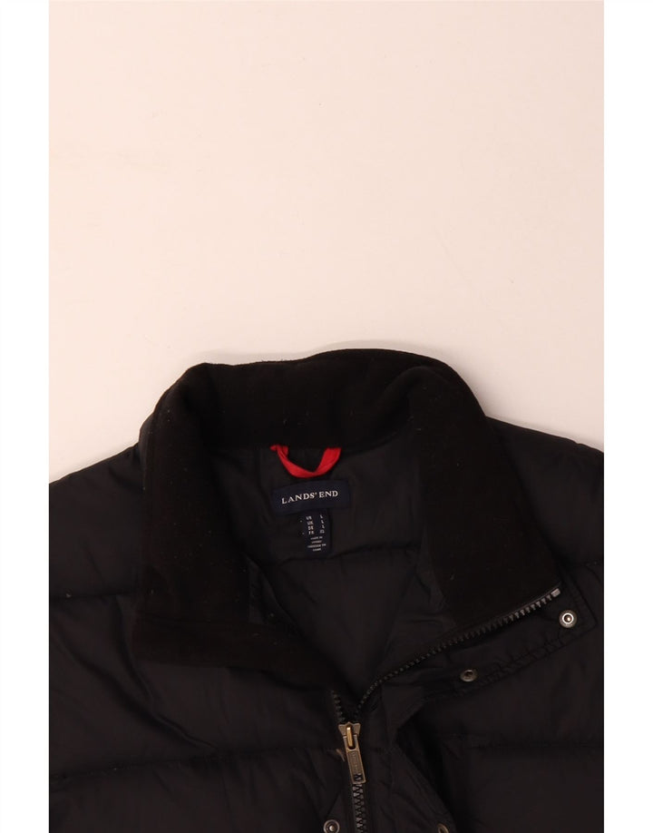 Jaqueta acolchoada masculina LANDS END UK 40 grande nylon preto