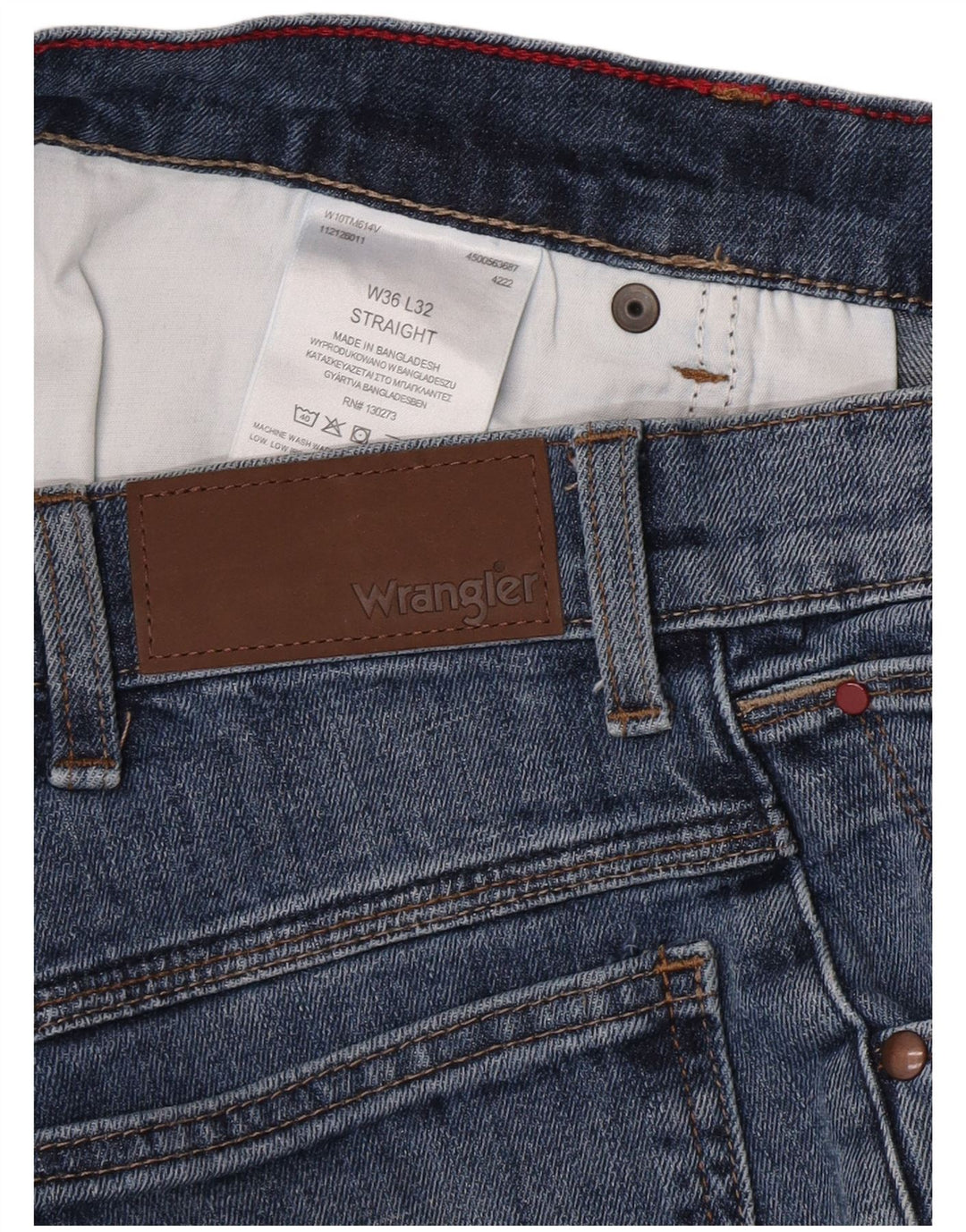 Wrangler Mens Straight Jeans W36 L29 Azul Algodão