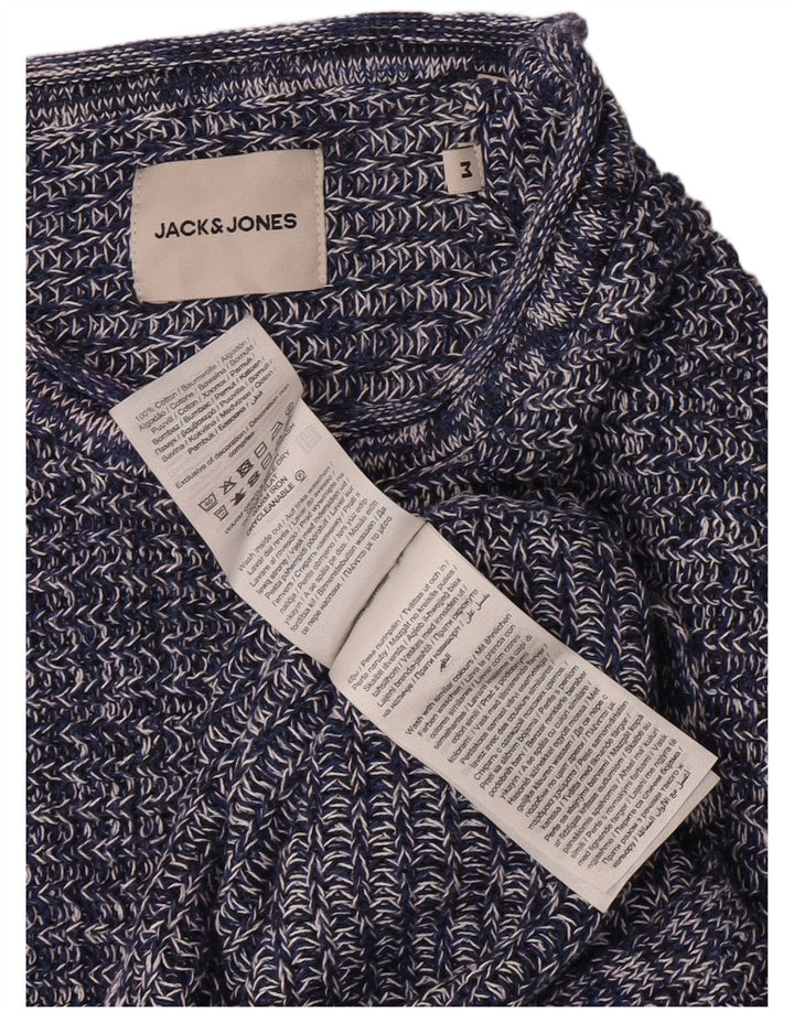 Suéter masculino Jack & Jones com gola redonda, algodão azul marinho médio