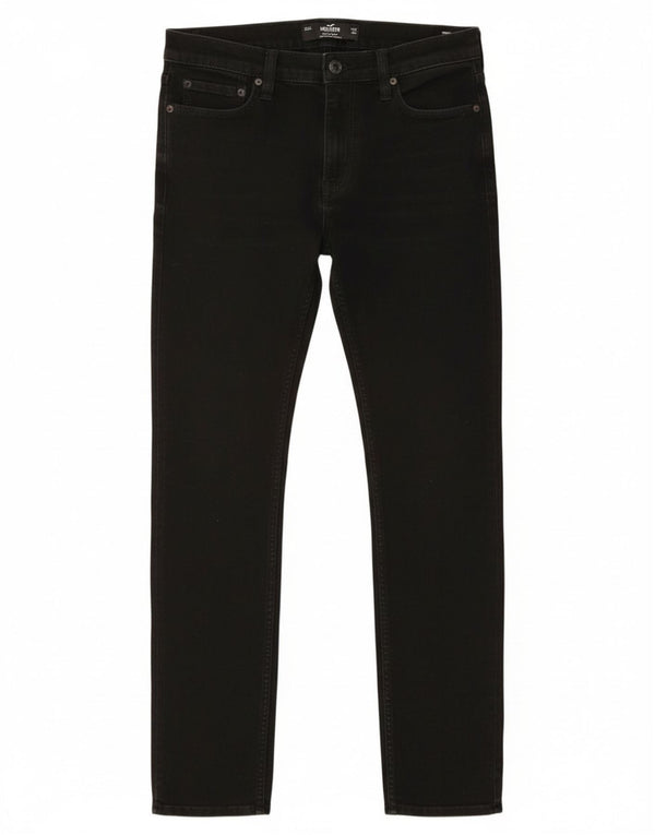 Hollister masculino atlético ajuste jeans skinny W33 L32 algodão preto
