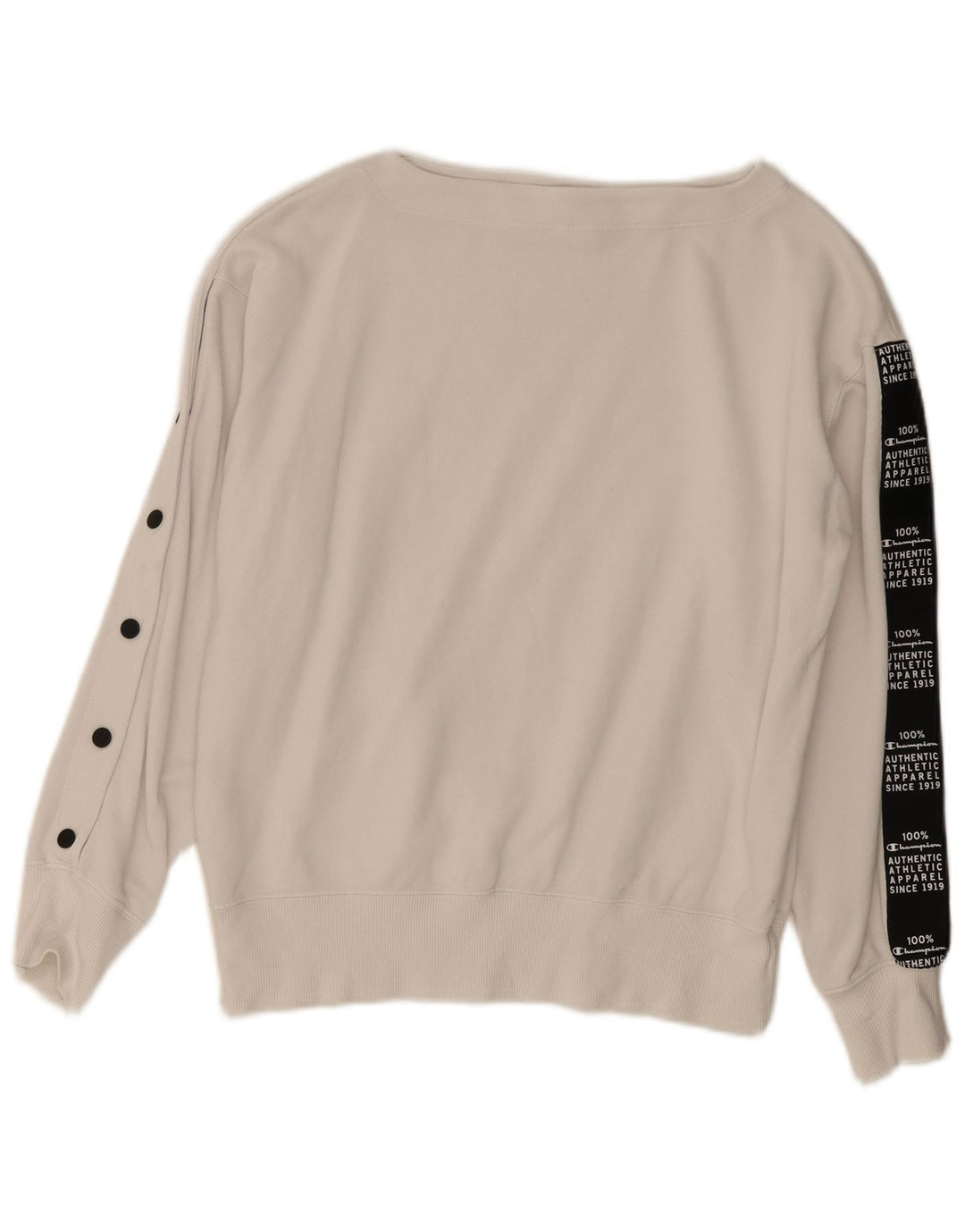 CHAMPION Suéter gráfico feminino Jumper UK 14 Medium White Colourblock