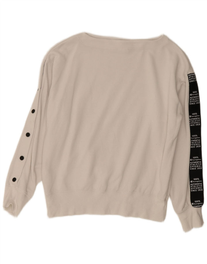 CHAMPION Suéter gráfico feminino Jumper UK 14 Medium White Colourblock