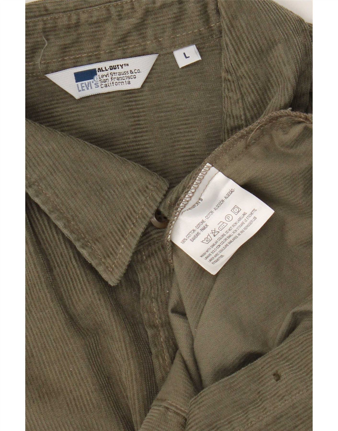 Camisa masculina de veludo cotelê Levi's grande de algodão cáqui