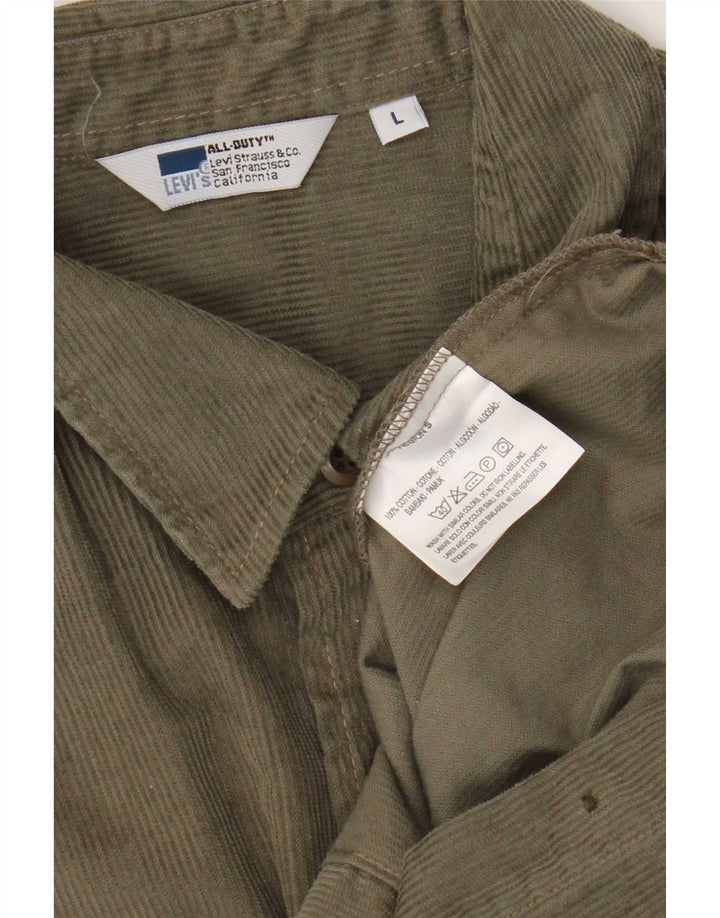 Camisa masculina de veludo cotelê Levi's grande de algodão cáqui
