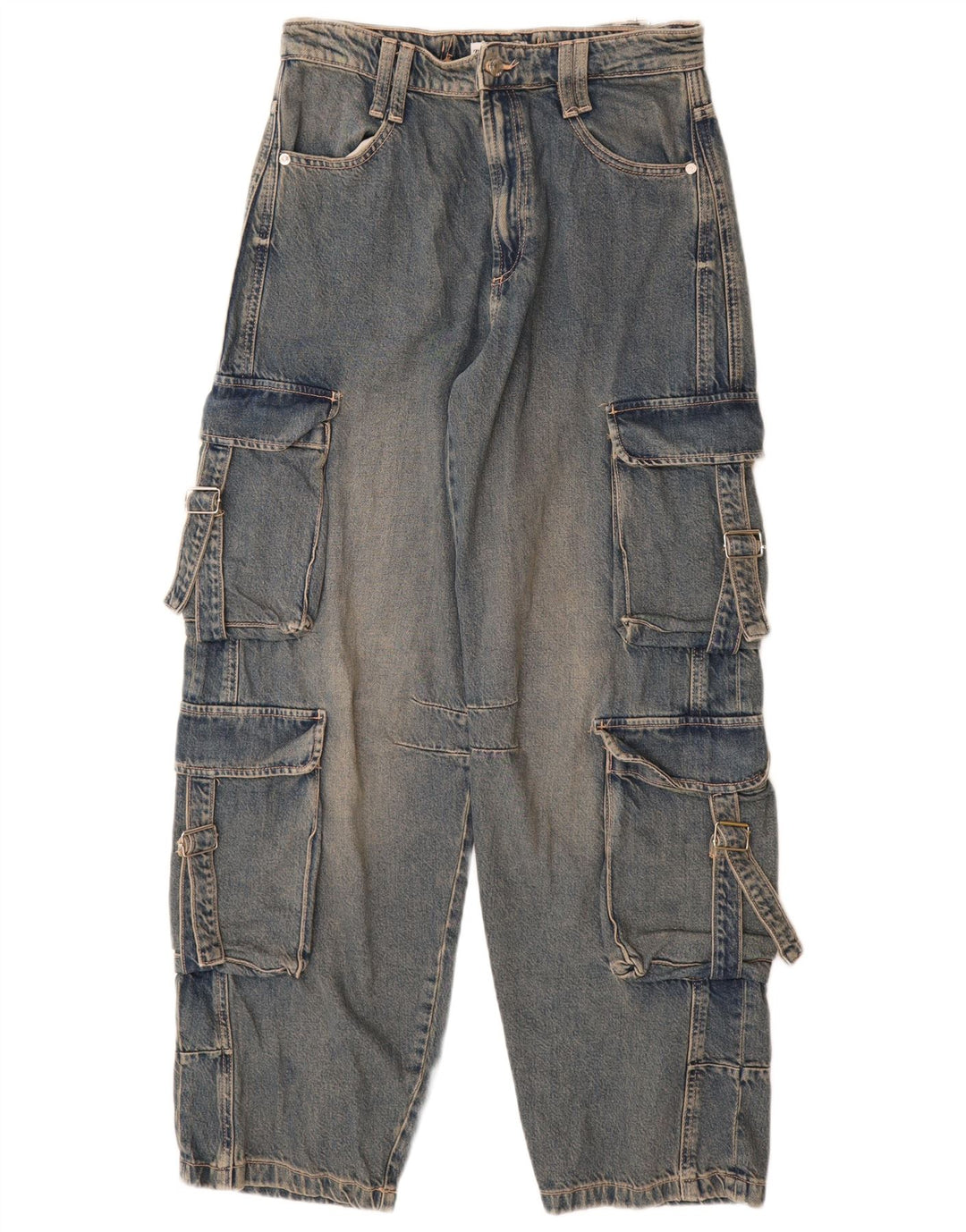 Calça jeans feminina Cargo Tapered Zara EU 40 Médio W30 L32 Azul