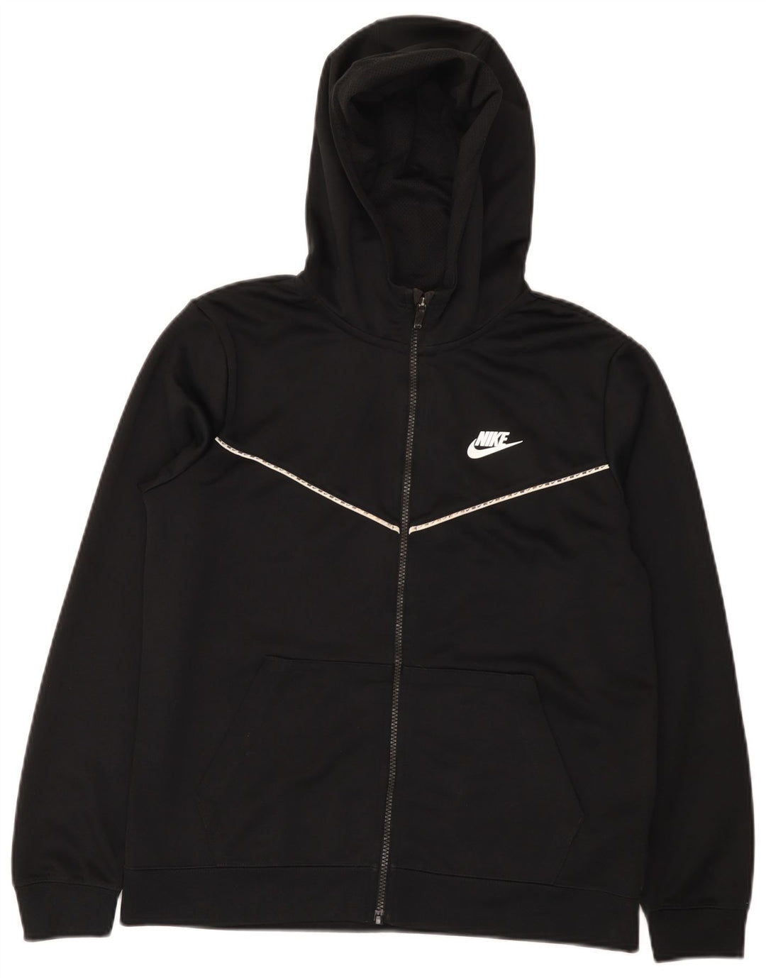Suéter Nike Boys Zip com capuz 13-14 anos XL preto poliéster