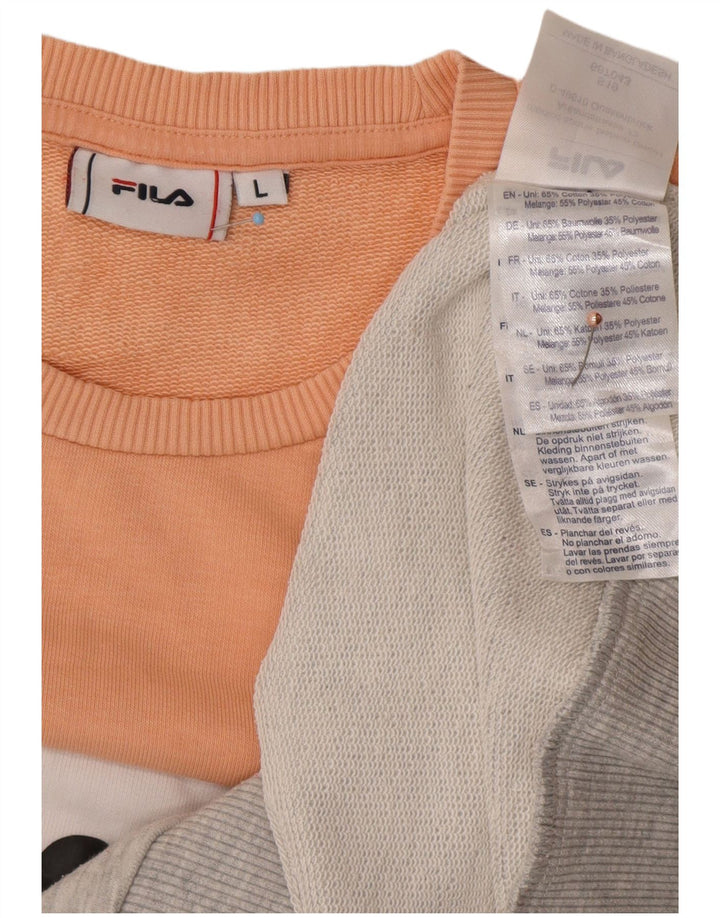 FILA moletom gráfico masculino jumper grande laranja colorblock algodão