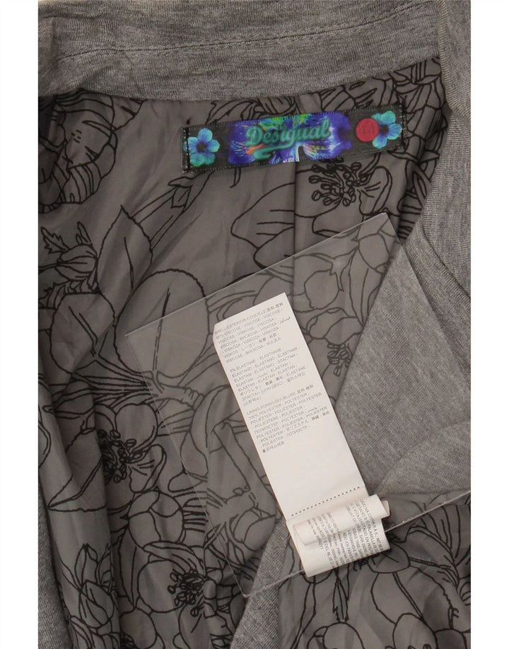 Desigual Jaqueta Blazer Feminina com 1 Botão EU 44 XL Cinza Floral Viscose