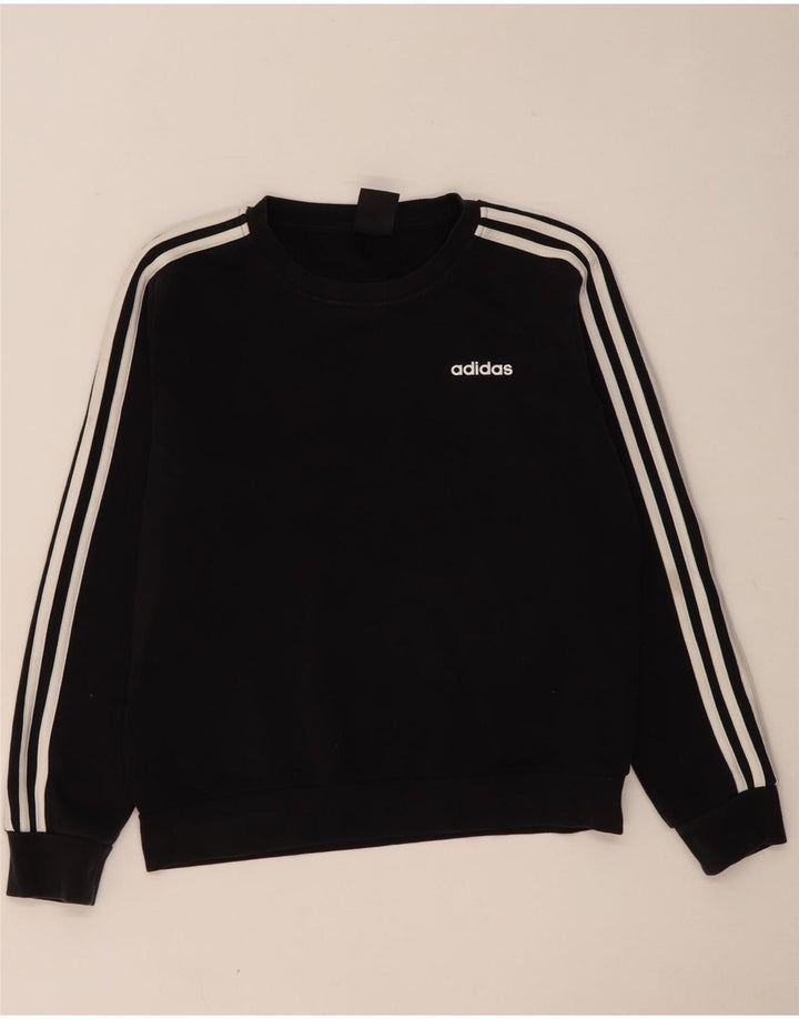 Adidas Womens Sweatshirt Jumper UK 12/14 Médio Algodão Preto