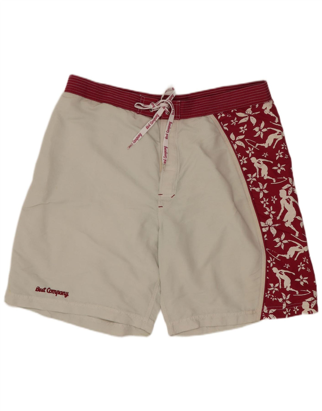 Shorts de natação masculino BEST COMPANY grande branco floral de nylon