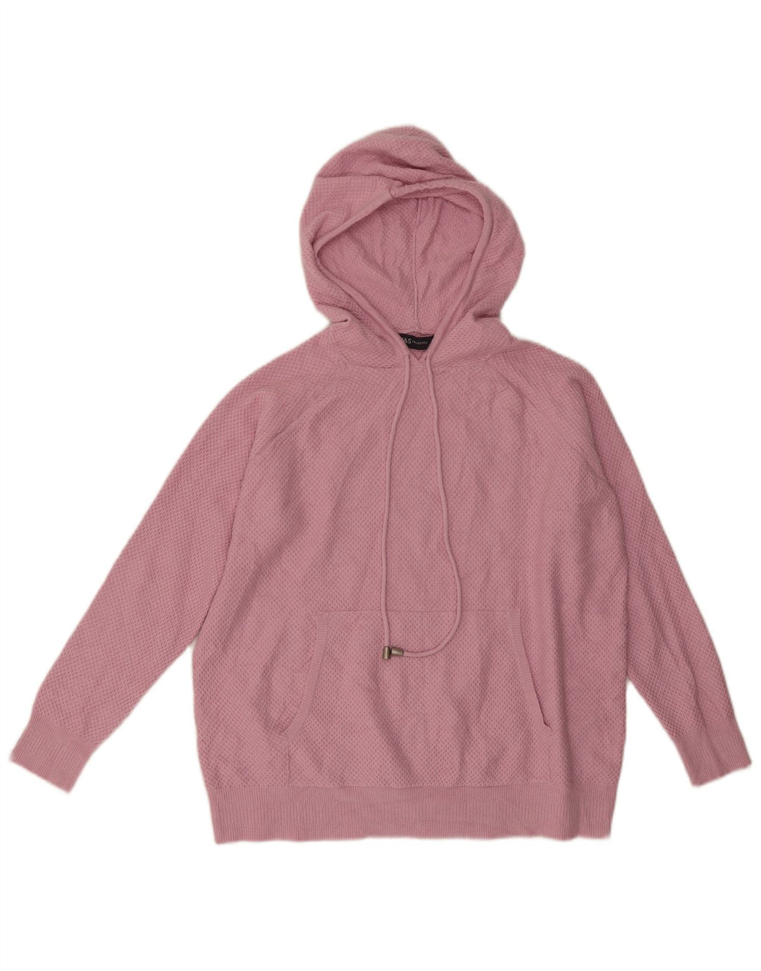 Suéter feminino com capuz Marks & Spencer Reino Unido 14 viscose rosa médio
