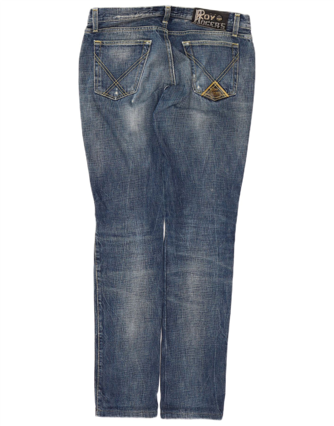Roy Rogers Womens De Luxe Distressed Slim Jeans W30 L31 Azul Marinho Algodão