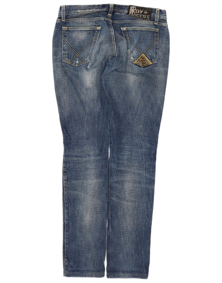 Roy Rogers Womens De Luxe Distressed Slim Jeans W30 L31 Azul Marinho Algodão
