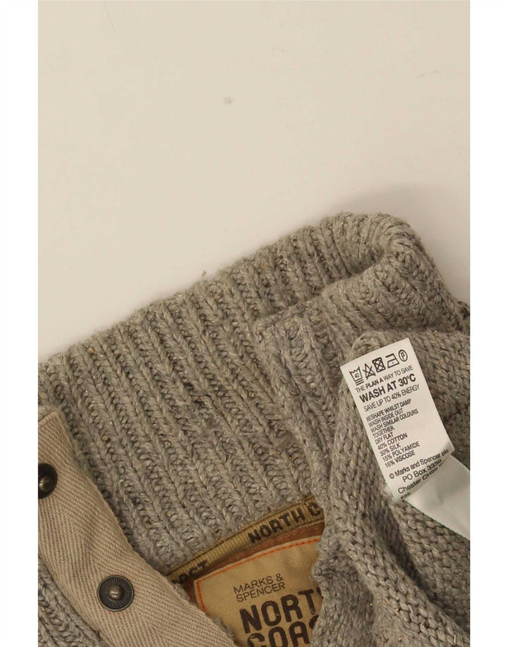Suéter masculino Marks & Spencer com gola redonda e algodão manchado cinza pequeno