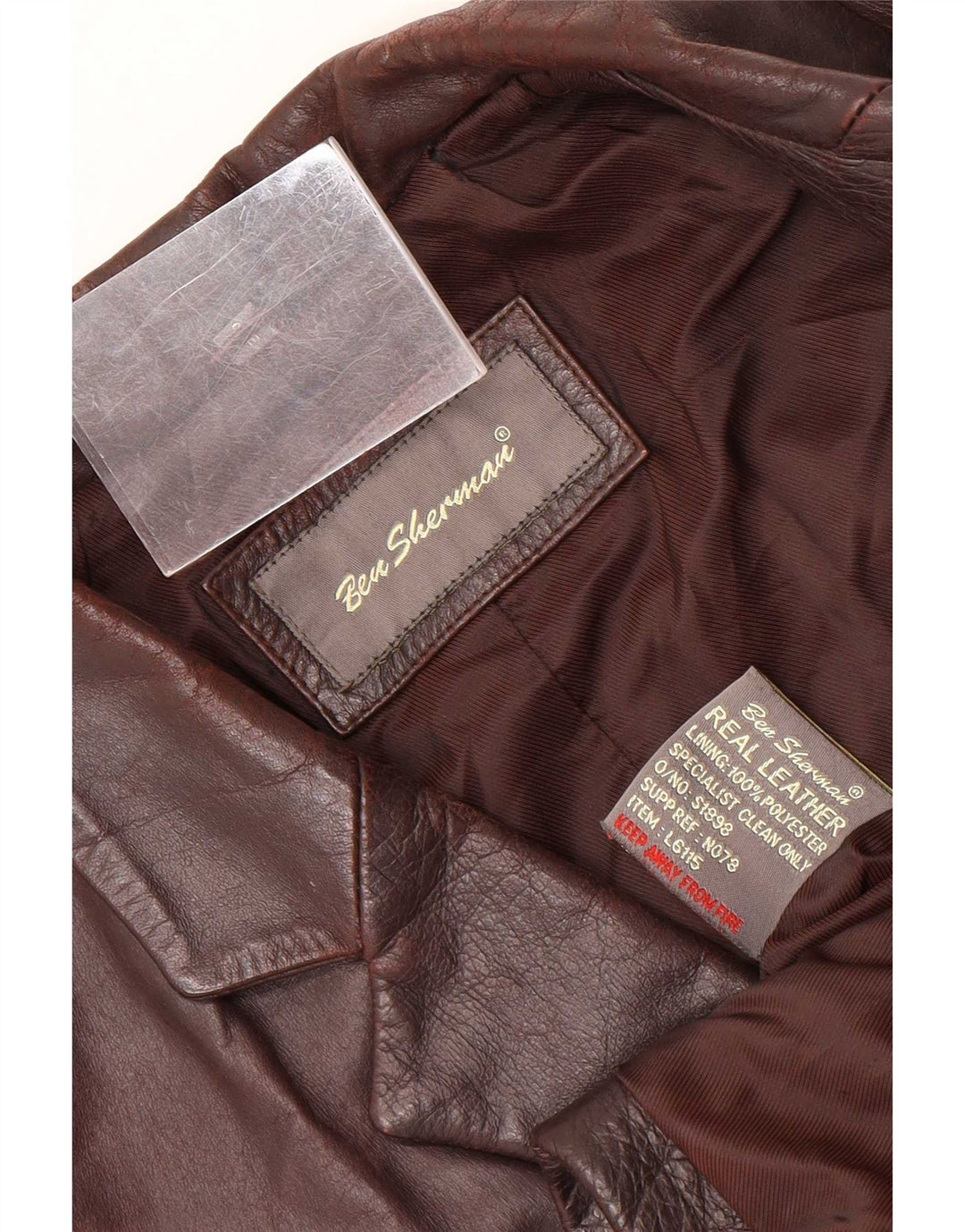 Jaqueta blazer masculina de couro com 3 botões Ben Sherman Reino Unido 38 marrom médio