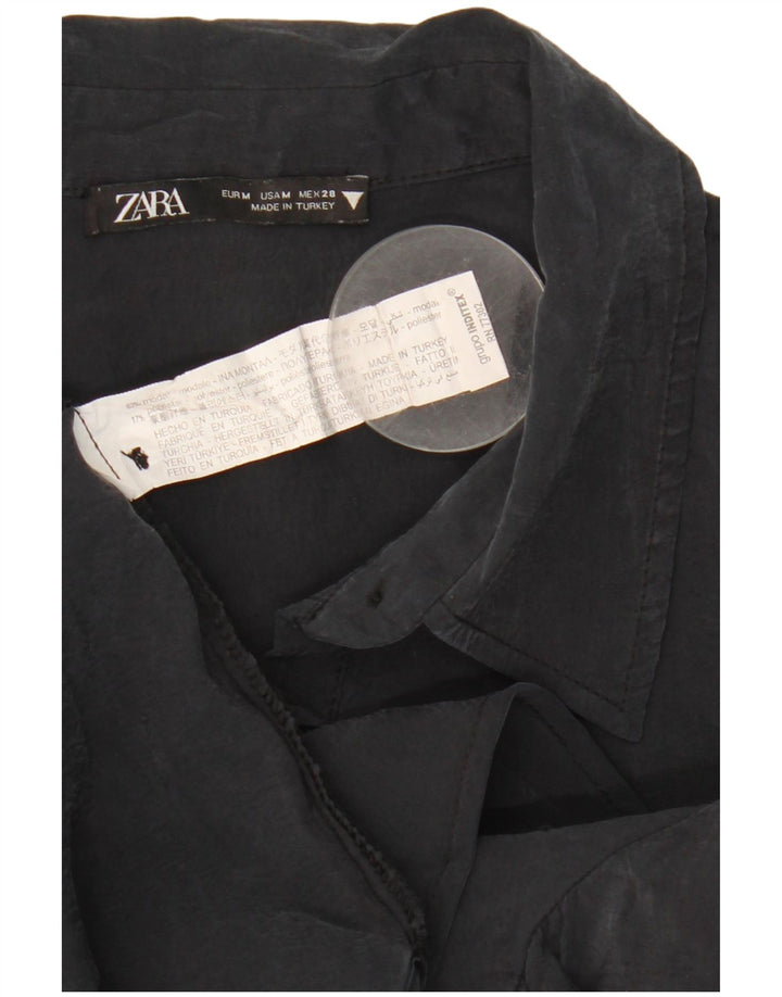 Vestido camisa feminino ZARA Reino Unido 14 médio preto modal