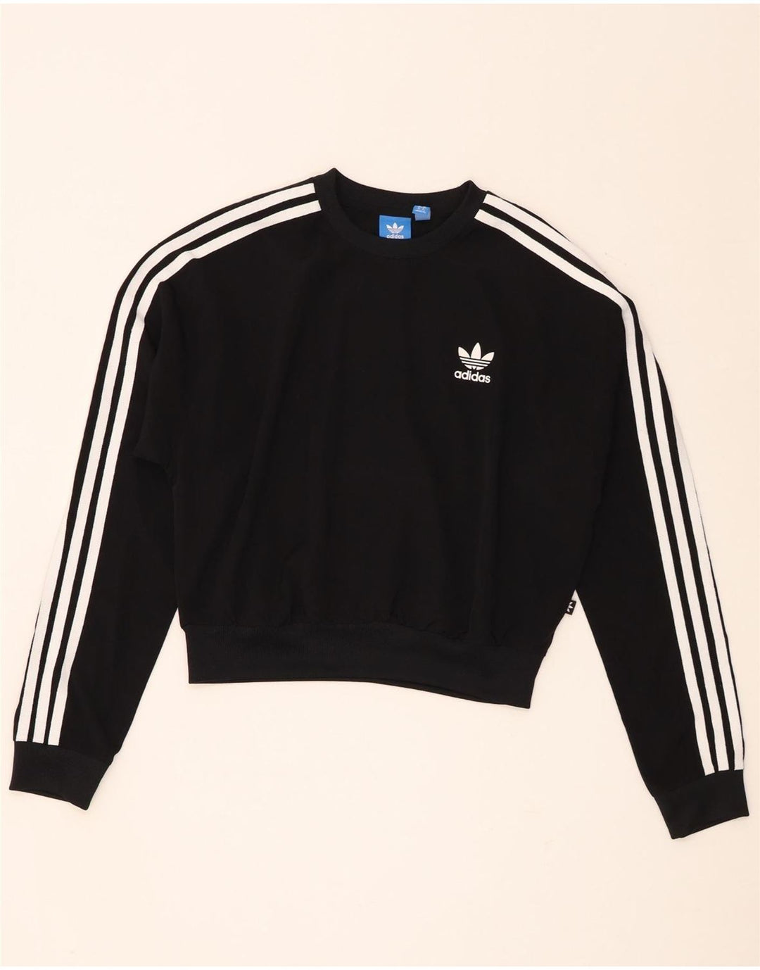 Adidas Womens Crop Oversized Moletom Jumper Reino Unido 8 Pequeno Poliéster Preto
