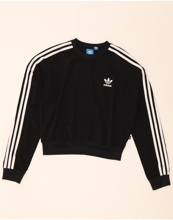 Adidas Womens Crop Oversized Moletom Jumper Reino Unido 8 Pequeno Poliéster Preto