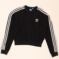 Adidas Womens Crop Oversized Moletom Jumper Reino Unido 8 Pequeno Poliéster Preto