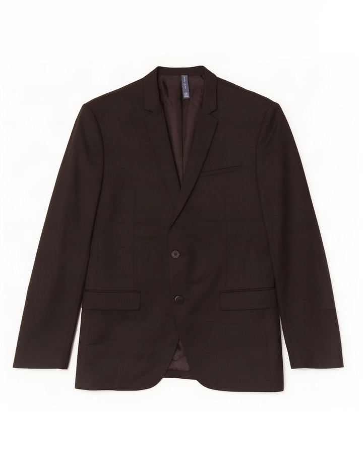 Jaqueta blazer masculina Zara com 2 botões EU 50 poliéster preto médio