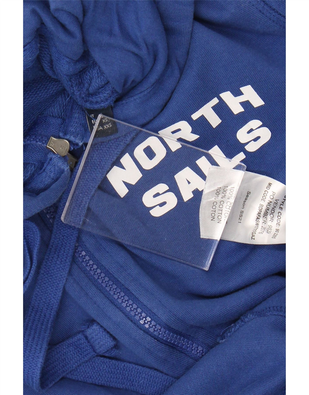 Suéter feminino North Sails com capuz e zíper grande Reino Unido 6 XS azul algodão
