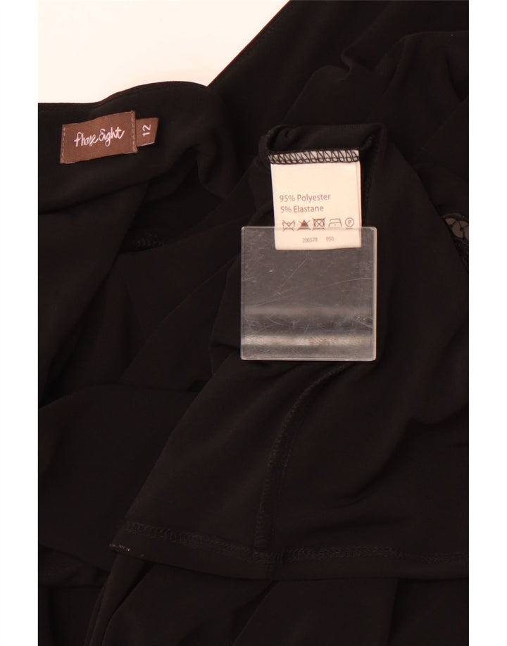 FASE EIGHT Vestido maxi feminino sem mangas UK 12 poliéster preto médio