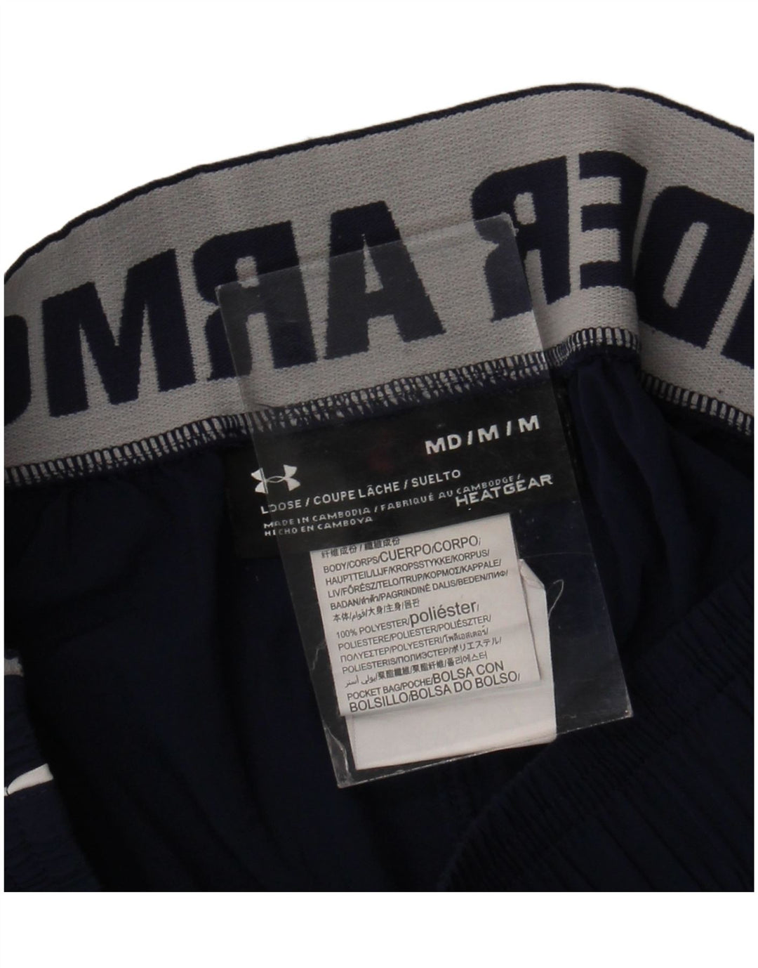 Shorts esportivos masculinos Under Armour Heat Gear Graphic azul marinho médio poliéster