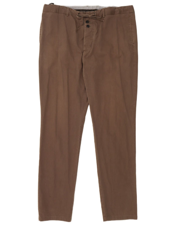 Zara Mens Slim Chino Calças EU 48 XL W38 L33 Algodão Marrom