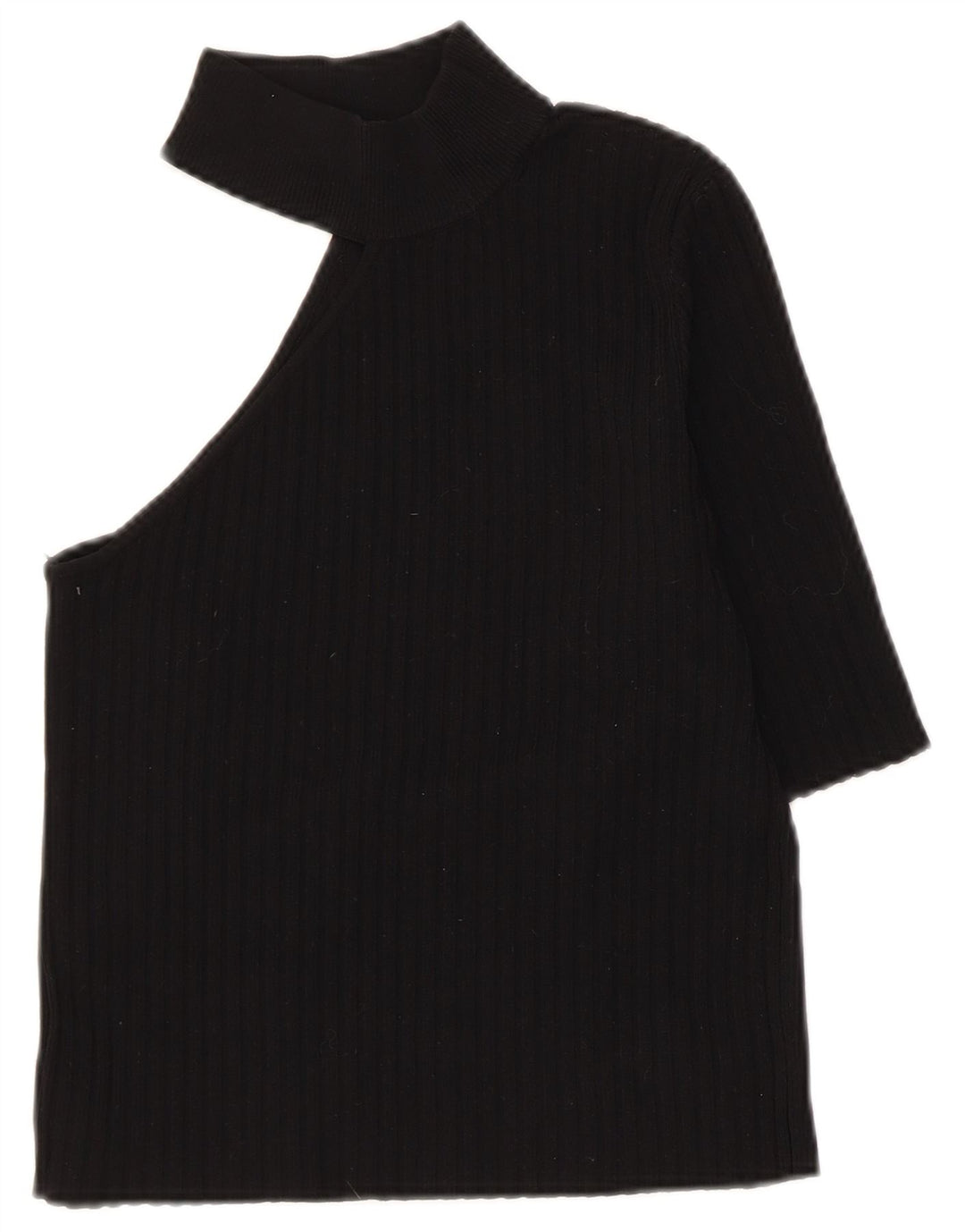 Zara Womens Crop One Ombro Top Reino Unido 8 Pequeno Preto Nylon