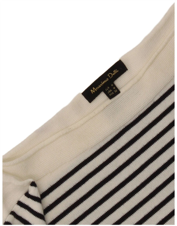 Top feminino Massimo Dutti manga 3/4 Reino Unido 12 listrado branco médio náutico