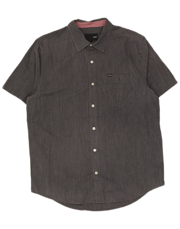 Camisa masculina Hurley de manga curta grande algodão cinza