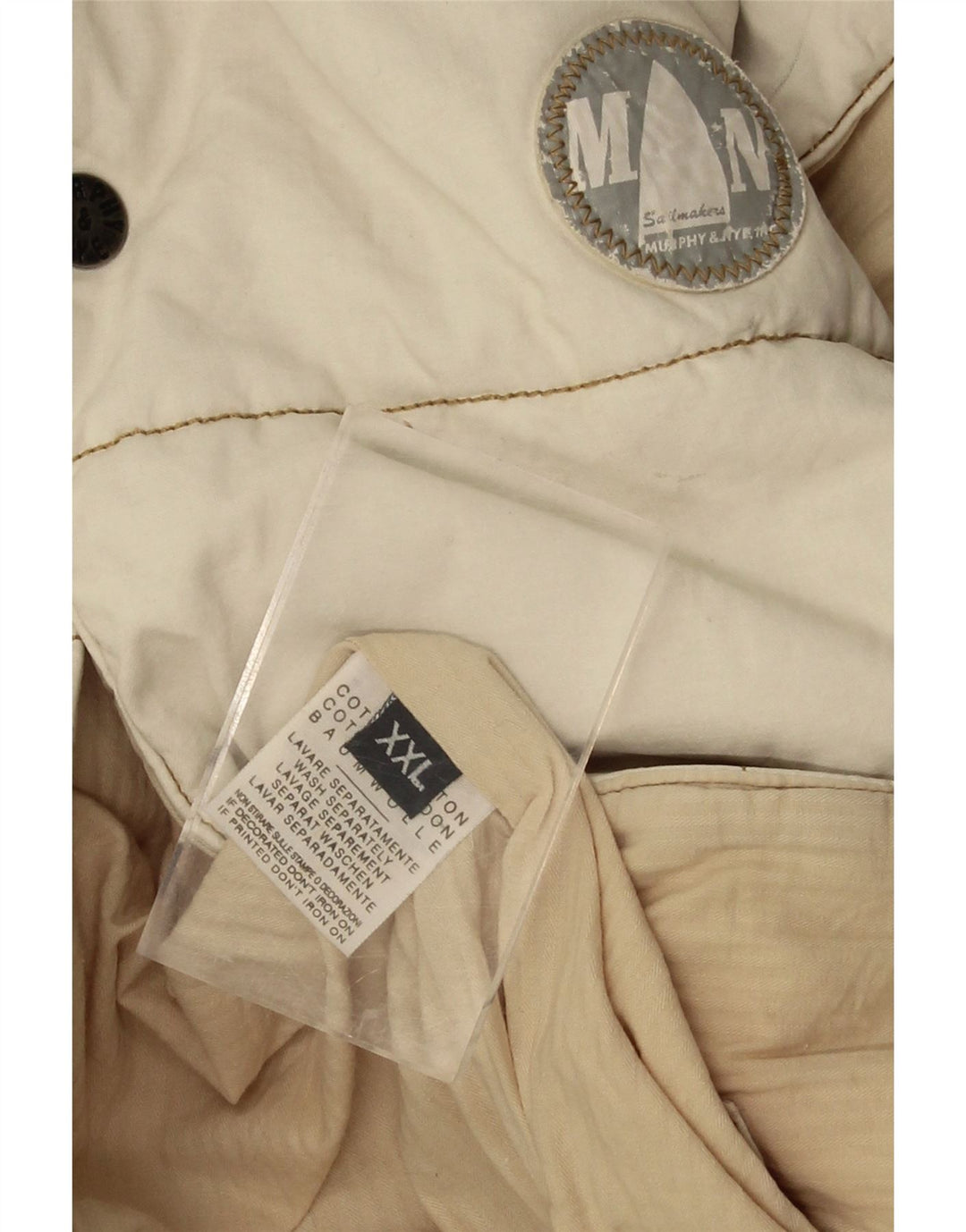 Colete masculino acolchoado gráfico MURPHY & NYE UK 44 2XL algodão bege