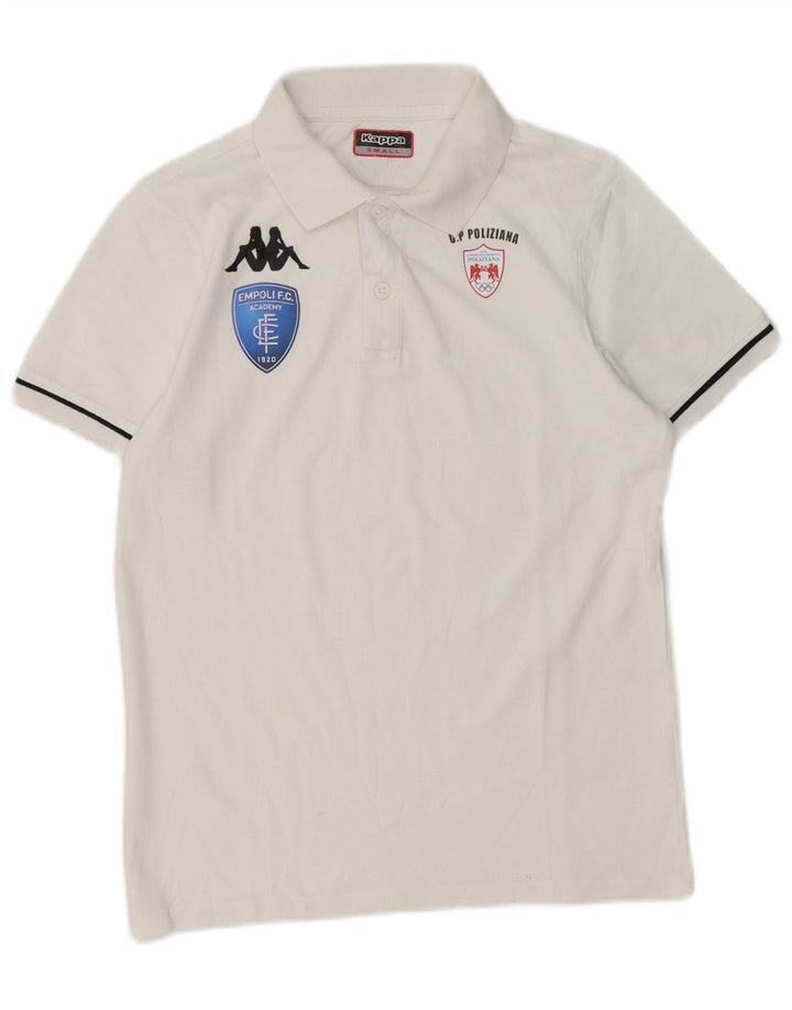 Camisa pólo gráfica masculina Kappa pequena branca