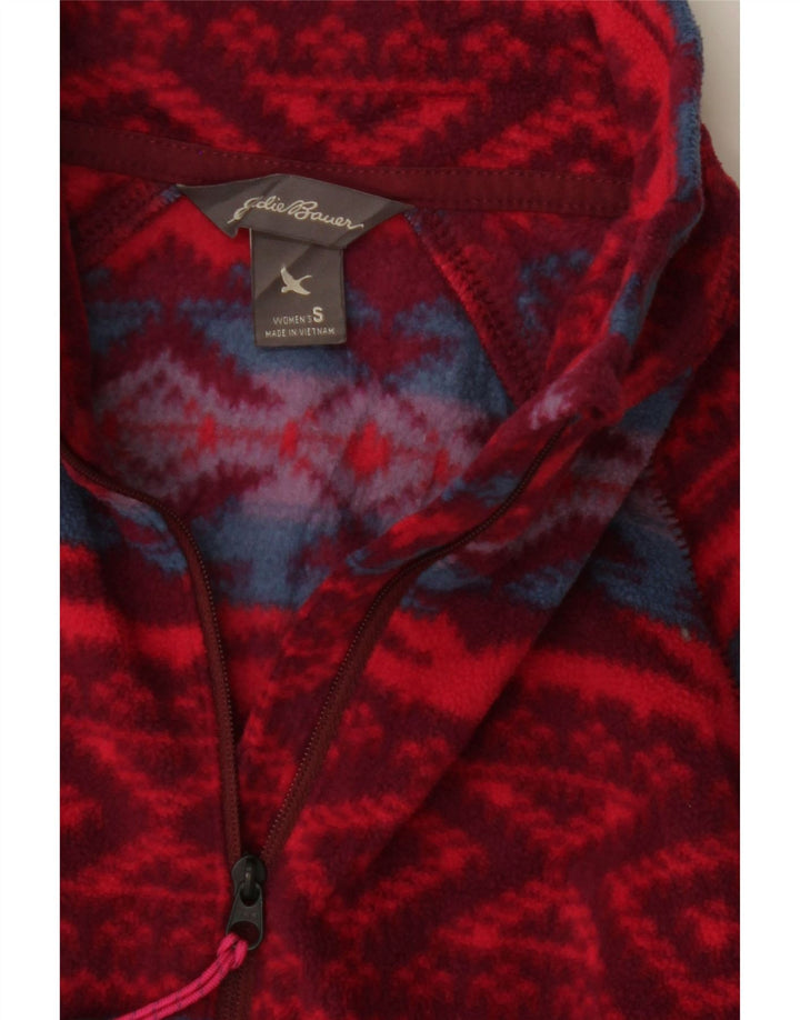 EDDIE BAUER Womens Zip Neck Fleece Jumper UK 10 Small Red Fair Isle Vintage Eddie Bauer and Second-Hand Eddie Bauer from Messina Hembry 