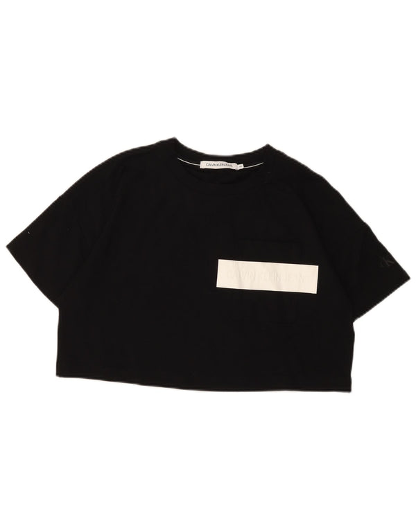 CALVIN KLEIN JEANS Camiseta feminina oversized com estampa gráfica UK 6 XS preto