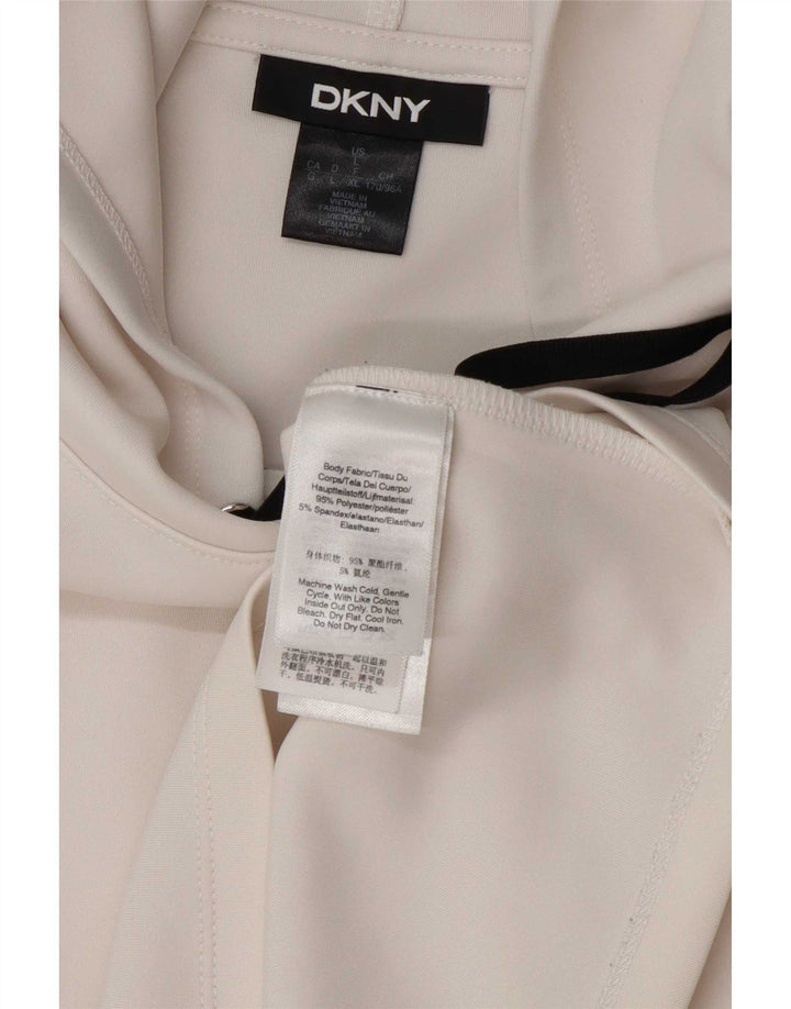 Suéter feminino Dkny com capuz oversized UK 16 grande poliéster branco