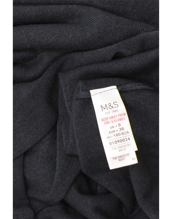 Suéter feminino Marks & Spencer com gola redonda Reino Unido 8 pequeno azul marinho