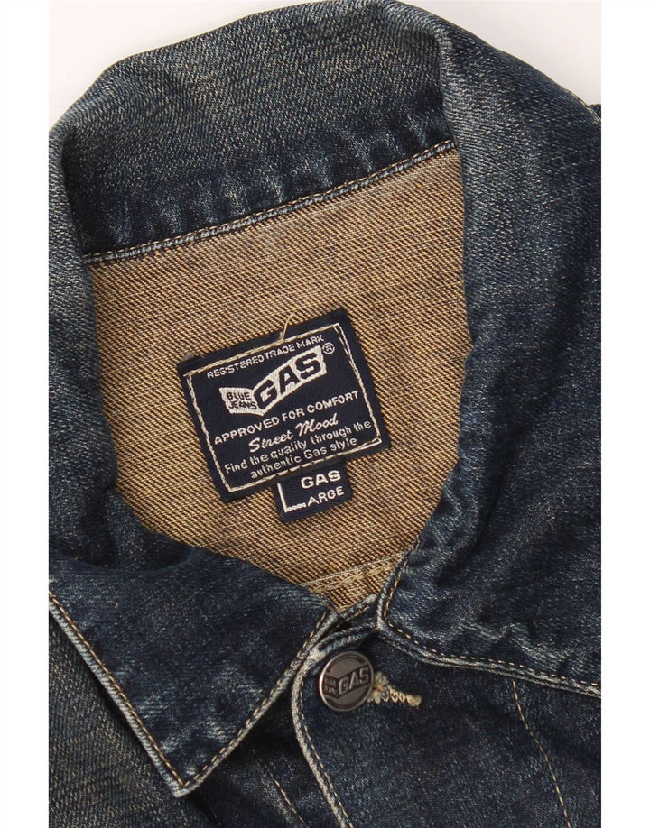 Gas Womens Crop Denim Jacket Reino Unido 16 Grande Algodão Azul Marinho