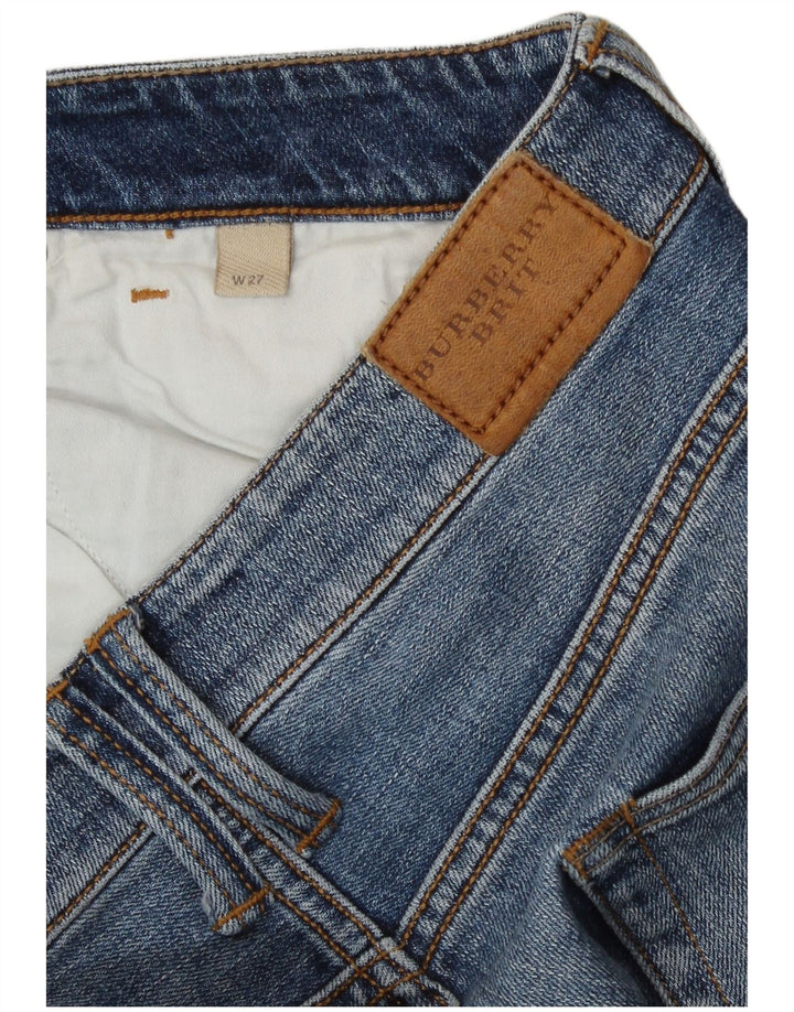 Shorts jeans BRIT feminino Burberry W27 pequeno algodão azul