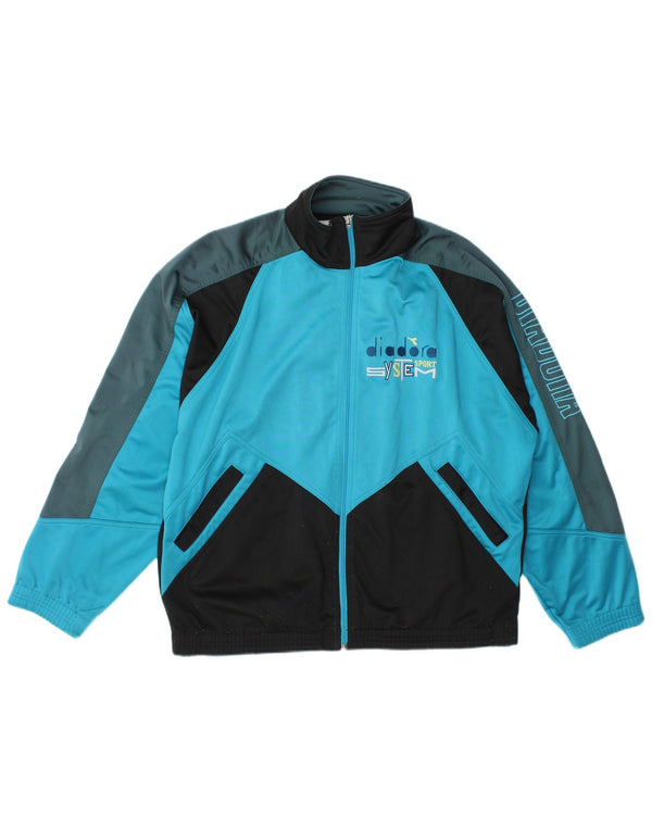 Jaqueta masculina Diadora Graphic Tracksuit UK 42 grande bloco colorido azul